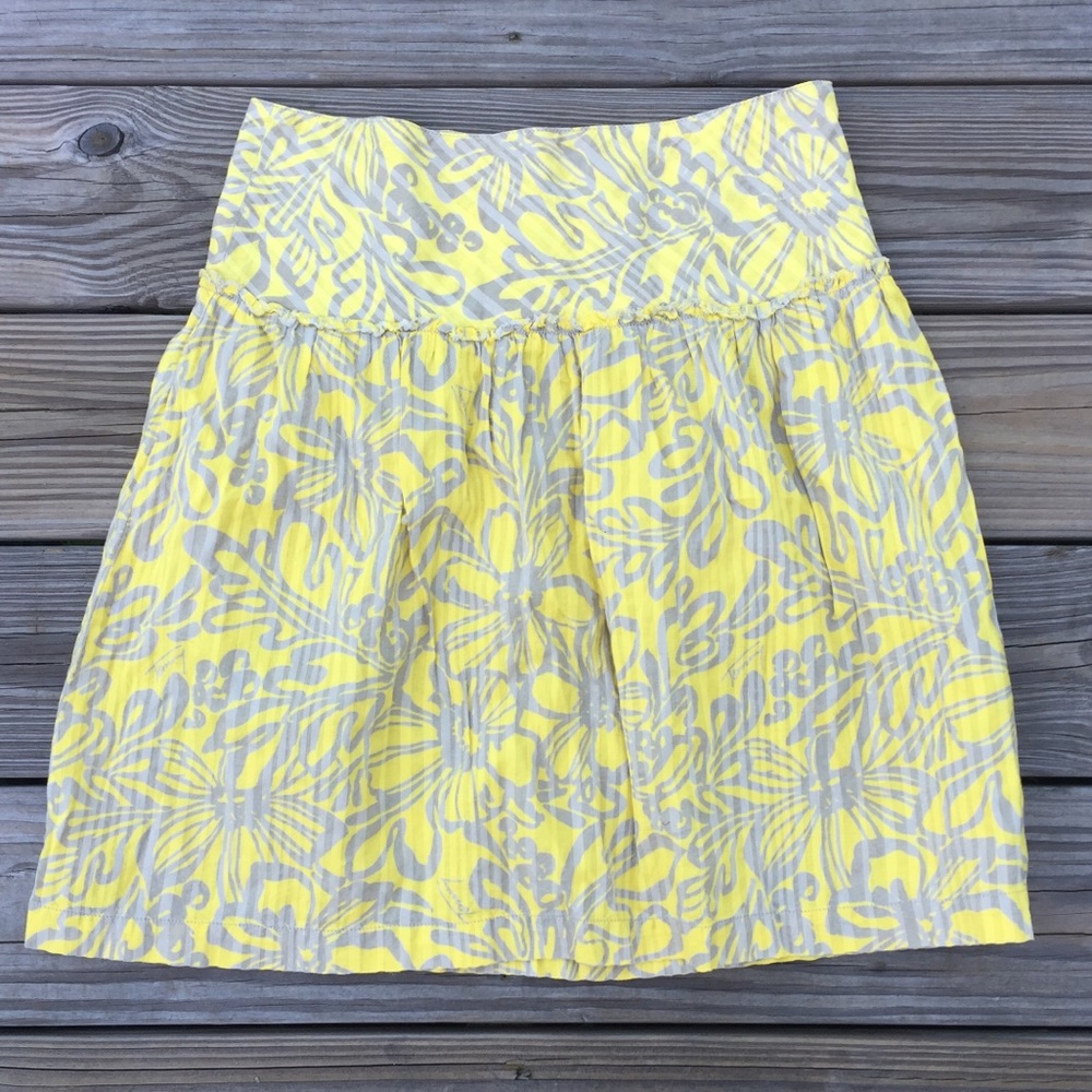 Tommy Hilfiger Jeans Yellow Floral Cotton Skirt Tommy logo